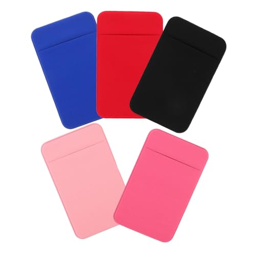 BESPORTBLE 5 Stück Selbstklebender Ultradünner Handy-kartenhalter in Schwarz Dunkelpink Rot Blau Sicherer Halter für Kredit Visitenkarten Kompatibel mit Meisten Smartphones für Alltag und von BESPORTBLE
