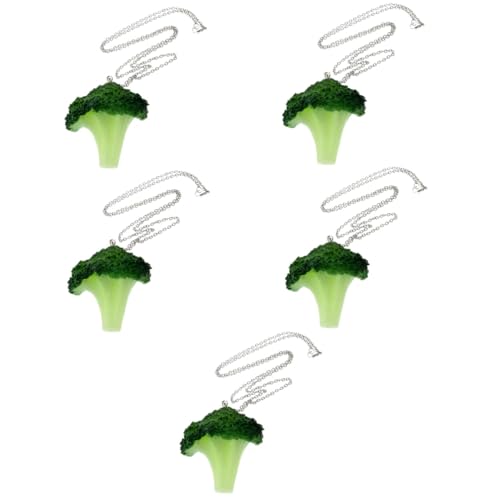 BESPORTBLE 5 Stück Statement Brokkoli Anhänger Halskette Damen Gemüse Schmuck Freundliche Haut Langlebig Einfach zu Tragen für Vegetarier für Alltag Party Festlichkeiten von BESPORTBLE