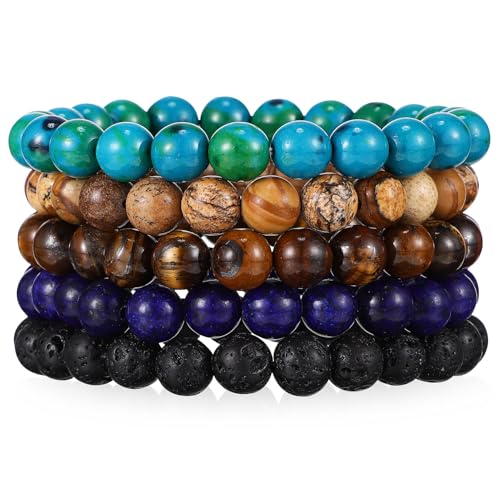 BESPORTBLE 5stücke Stein Perlen Armbänder Für Männer Achat Edelsteine Armbänder Handgefertigt Verstellbare Geeignet Für Verschiedene Anlässe von BESPORTBLE