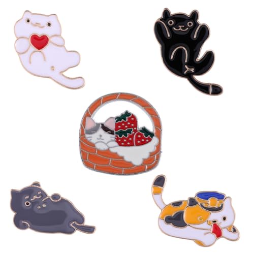 BESPORTBLE 5stücke Cartoon-katzenbrosche Nette Katze Tier Broschen Kleidung Schal Revers Pins Dekoration Brosche Für Pullover Schal Anzug Tasche Rucksack Mütze von BESPORTBLE