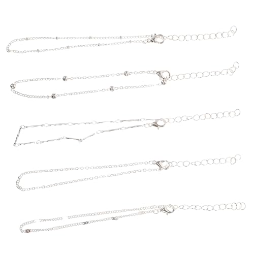 BESPORTBLE 5 Stück Teiliges Fußkettchen Set für Frauen Perlen Fußkette Stapelbare Boho Schmuckstücke Strand Partys Festliche Anlässe Silberfarben von BESPORTBLE