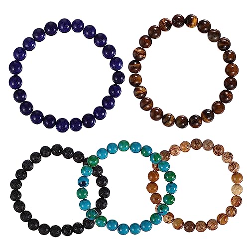 BESPORTBLE 5stücke Stein Perlen Armbänder Für Männer Achat Edelsteine Armbänder Herrenmode Geschenkidee Tragen An Verschiedenen Anlässen von BESPORTBLE