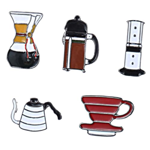 BESPORTBLE 5 Stück Teiliges Kaffee Broschen Cartoon Kaffee Kanne Anstecknadeln Modische Reverspins für Kleidung Rucksäcke und Hüte Leicht Kreativ für Damen und Studenten von BESPORTBLE