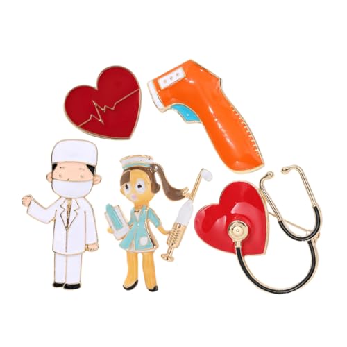 BESPORTBLE 5 Stück Teiliges Medizinisches Broschen Herz Instrument design Emaille anstecknadeln für Ärzte und Krankenschwestern Robuste für Kleidung Leicht und Vielseitig für Beruf und von BESPORTBLE