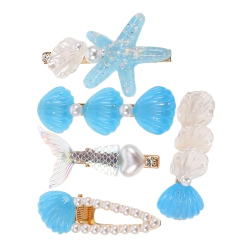 BESPORTBLE 5 Stück Teiliges Meerjungfrau Haarklammern mit Muschel-Perlendesign Seitliche Haarspangen für Frauen Einfacher Halt bei Wind Minimalistisches Styling für Sommer und Alltag von BESPORTBLE