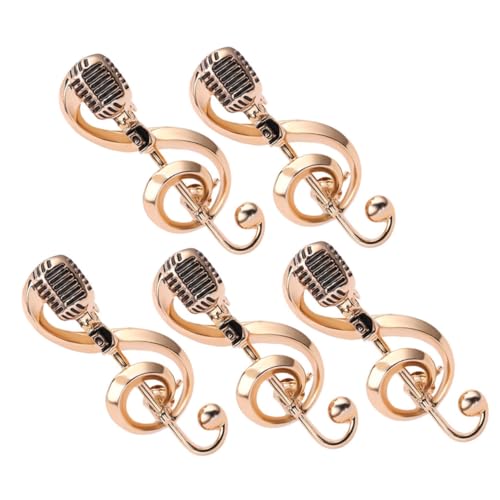 BESPORTBLE 5 Stück Teiliges Vintage Musiknoten broschen mit Retro Mikrofon Design Stilvolle Anstecknadeln für Damen und Herren Vielseitig für Konzerte Partys Büro für Musikliebhaber von BESPORTBLE