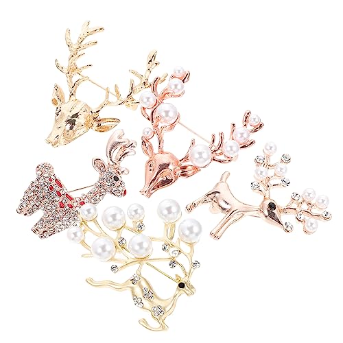 BESPORTBLE 5 Stück Teiliges Weihnachtsbroschen mit Elchdesign Stilvolle Anstecknadeln für Kleidung Schals und Taschen Perfektes für Familie und Freunde von BESPORTBLE
