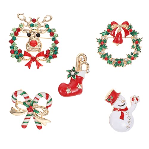 BESPORTBLE 5 Stück Weihnachtsbroschen Dekorative Anstecker Legierung für Kleidung und Schals Festliche Schmuckstücke für Weihnachtsfeier von BESPORTBLE