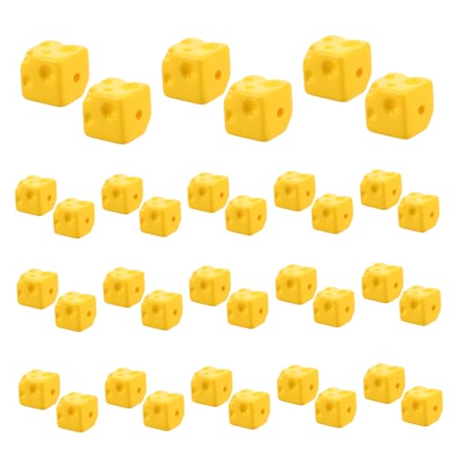 BESPORTBLE 50 Stück Gelbe Würfel Käseperlen mit Glänzender Lackierung Cartoon Schmuckanhänger für DIY Armband Halskette Schlüsselanhänger und Handykette Bunte Langlebige Schmuckperlen Zubehör von BESPORTBLE