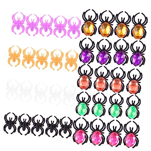 BESPORTBLE 50 Stück Halloween Spinnenringe Kunststoff Fingerreif Mix Bunte Party Deko Leicht Tragbar für Kostüm und Themenpartys Vielseitige Halloween Schmuck Accessoires von BESPORTBLE