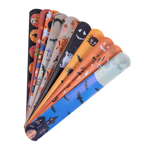 BESPORTBLE 50 Stück Teiliges Halloween Klatscharmband Langlebig und Sicher Passend für Erwachsene und Bunte Partydeko mit Zufälligen Mustern für Karneval Kindergeburtstag und Halloween Feiern von BESPORTBLE