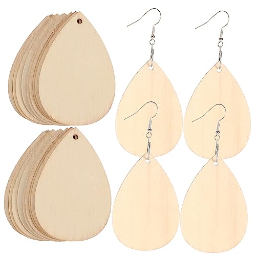 BESPORTBLE 50 Stück Teiliges Holz Ohrring Anhänger DIY Schmuckherstellung Natürliche Holzrohlinge Glatt zum Bemalen Basteln Weihnachten von BESPORTBLE
