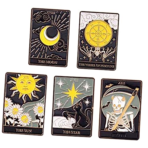 BESPORTBLE 5stücke Tarot Karten Broschen Revers Pins Dekorative Emaille Anstecknadeln Für Kleidung Taschen Jacken Hut von BESPORTBLE