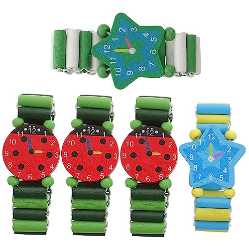 BESPORTBLE 5stücke Holzarmbanduhr-spielzeug Für Junge Mädchen Lernspielzeug Bunte Armbanduhren Geburtstagsgeschenk Für Kleine Junge Mädchen Frühlernspielzeug Aus Simuliertem Material von BESPORTBLE
