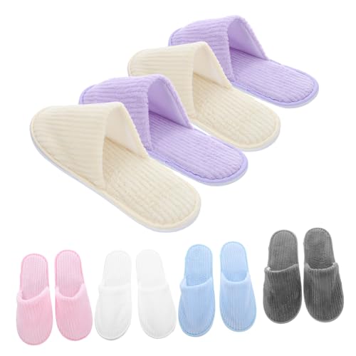 BESPORTBLE 6 Paare Hotelhausschuhe Geschlossen Rutschfest Fleece Waschbar Gästeschuhe Warm Gepolstert für Spa Indoor Reise von BESPORTBLE