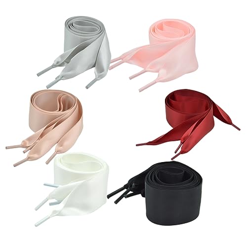 BESPORTBLE 6 Paare Satin-schnürsenkel Für Frauen Seide Schwarz Schnürsenkel Aus Tüll Damen Für Turnschuhe Schnürsenkel Aus Bändern Band Schnürsenkel Frauen Polyester von BESPORTBLE