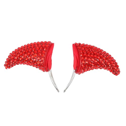 BESPORTBLE 6 Stck Halloween Teufelshörner Haarschmuck mit Glitzer Roter Strass Kostümclip für Party Cosplay Halloween Fest Perfektes Zubehör für Damen von BESPORTBLE