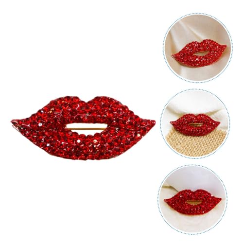 BESPORTBLE 6 Stck Rote Lippen Brosche Strasssteinnadeln Langlebiger Schmuck für Damen Elegantes Design für Party Hochzeit Valentinstag Anstecknadeln von BESPORTBLE