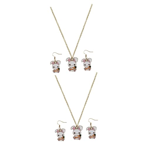 BESPORTBLE 6 Stck. Teiliges Ostern Schmuckset mit Süßem Hasen Anhänger und Ohrringen Legierter Bunter Schmuck für Damen Festliches Accessoire für Osterparty und Geburtstagsgeschenk von BESPORTBLE