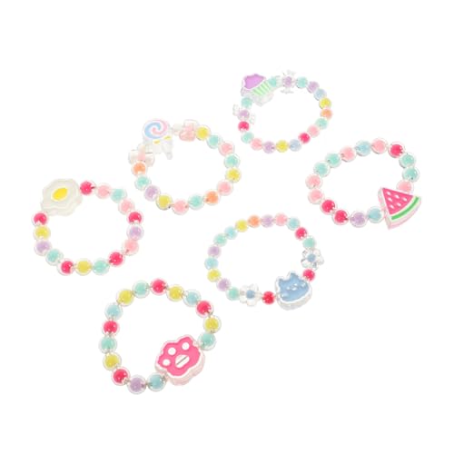 BESPORTBLE 6 Stück Armband Elastisch Bunte Perlenarmbänder mit Niedlichen Motiven für Mädchen Schmuck für Kleinkinder und Junge Mädchen von BESPORTBLE