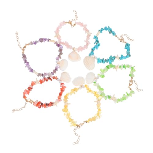 BESPORTBLE 6 Stück Boho Fußkettchen Verstellbar mit Bunten Perlen und Muscheln Leichte Handgefertigte Strand schmuckstücke für Damen und Mädchen Komfortabel für Sommerurlaub und Surfen von BESPORTBLE