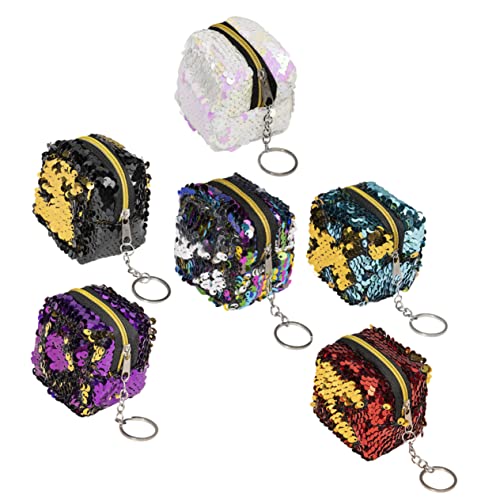 BESPORTBLE 6 Stück Geldbörse Mini Münze Geldbeutel Reißverschlusstasche Damen Party aufbewahrungssack Storage Pockets Pocket Wallet geldborse schlüsseletuie Münzbeutel Portemonnaie Pailletten von BESPORTBLE