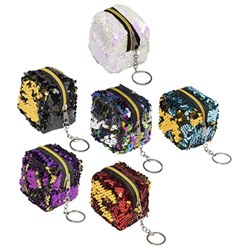 BESPORTBLE 6stücke Reißverschluss Pailletten Geldbörse Für Frauen Würfel Geldbörse Kleine Mit Schönem Design Für Bargeld Und Kleinigkeiten von BESPORTBLE