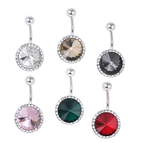 BESPORTBLE 6 Stück Teiliges Bauchnabelpiercing aus Kupfer mit Funkelnden Kristallen Eleganter Körperschmuck für Frauen Glatte Oberfläche für Party Festival und von BESPORTBLE