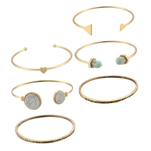 BESPORTBLE 6 Stück Teiliges Damen Armband Set Stapelbare Offene Armreifen mit Geometrischem Türkisdesign für zu Weihnachten Besonderen Anlässen von BESPORTBLE