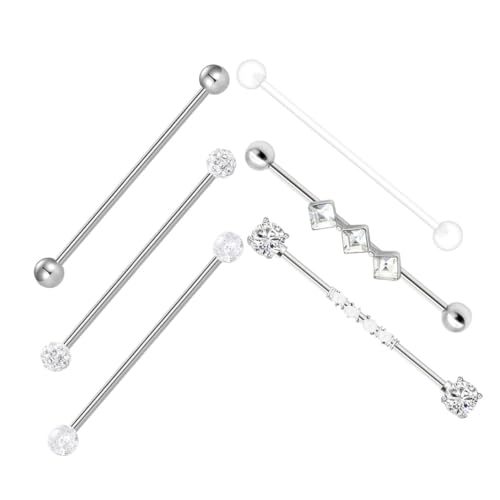 BESPORTBLE 6 Stück Teiliges Damen Ohrschmuck Lange Stab Ohrringe mit Zirkonia Hypoallergen Langlebig für Industrial Piercing für Musikfestivals und Alltag von BESPORTBLE