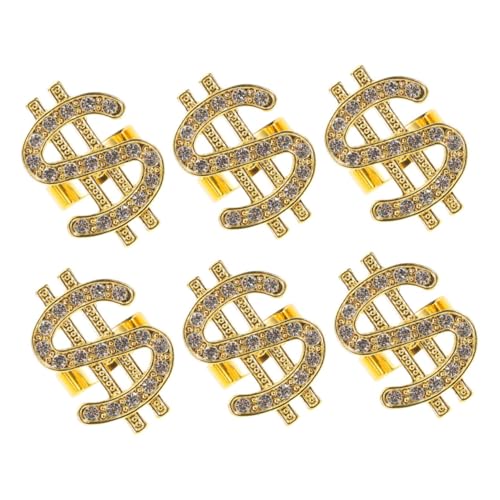 BESPORTBLE 6stücke Teilige Party-requisite Im Punk-stil Mit Us-geldsymbol Dekorativ Für Maskerade Disco Und Konzertparty Ringe Für Damen Als Kostümschmuck von BESPORTBLE