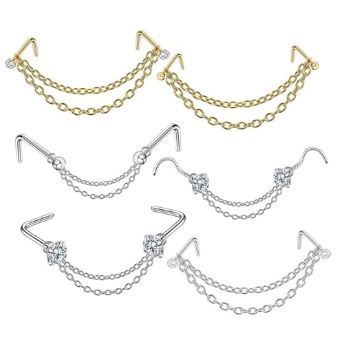 BESPORTBLE 6 Stück Teiliges Nasenring mit Edelstahl Nasenpiercing Kette Langlebiger Hautfreundlicher Schmuck für Damen und Herren Modisches Septum Piercing Accessoire von BESPORTBLE
