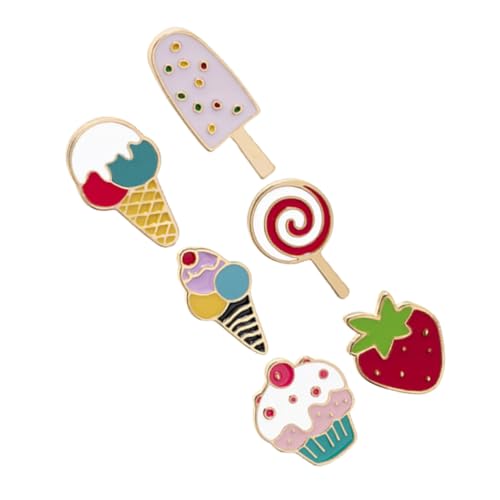 BESPORTBLE 6 Stück Teiliges Niedliche Cartoon Eiscreme Erdbeer Lutscher Broschen Anstecknadeln Leichte Sommer Modeaccessoires für Kleidung Rucksäcke Hüte Mädchen Frauen von BESPORTBLE
