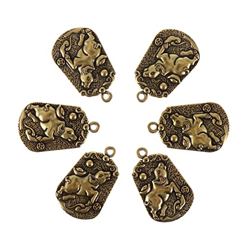 BESPORTBLE 6 Stück Teiliges Ox Anhänger Messing Vintage Schlüsselanhänger DIY Schmuck Langlebiges Car Keychain Ornament für Familie und Verarbeitung von BESPORTBLE