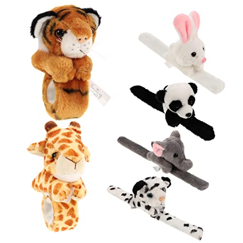 BESPORTBLE 6 Stück Teiliges Tier Slap Armbänder aus Robust und Reißfest Bequemes Party Accessoire mit Dschungel Motiven Tiger Leopard Giraffe Elefant Hase Panda als Geburtstagsdeko und von BESPORTBLE