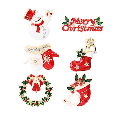 BESPORTBLE 6 Stück Teiliges Weihnachts Cartoon Anstecker Brosche Haarschmuck für Pullover Schals und Taschen Kreative DIY Dekoration für Festliche Anlässe von BESPORTBLE
