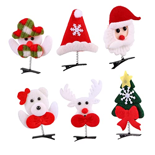 BESPORTBLE 6 Stück Teiliges Weihnachts Haarclip mit Santa Schneemann und Tannenbaum Leichte Schonende Haarnadeln für Kinderfest Weihnachtlicher Haarschmuck für Party und Fotosession von BESPORTBLE