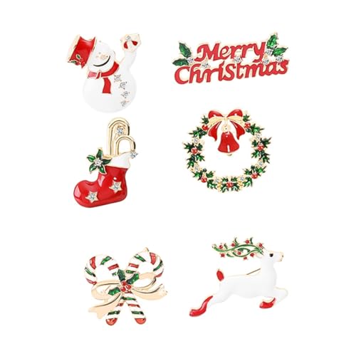 BESPORTBLE 6 Stück Teiliges Weihnachtsbroschen Langlebiger Festliche Weihnachtsmotive Wie Schneemann Weihnachtsbaum und Glocke Damen Corsage für Weihnachtsfeier und Winterdeko von BESPORTBLE