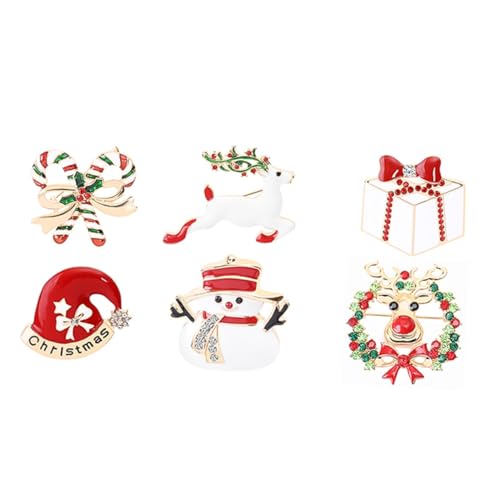 BESPORTBLE 6 Stück Teiliges Weihnachtsbroschen mit Schneeflocken Weihnachtsbaum und Glockenmotiven Festliche Anstecknadeln für Damen Xmas Corsage Dekoration für Weihnachtsfeiern und Kostüme von BESPORTBLE