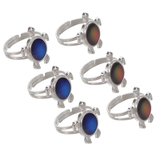 BESPORTBLE 6 Stück Verstellbare Schildkröten Stimmungsringe Farbwechsel Temperatur Ring Mädchen Offener Fingerring Modischer Schmuck Geschenk Party Zubehör von BESPORTBLE