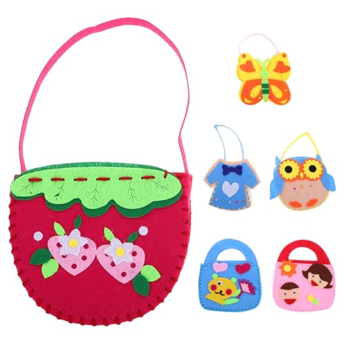 BESPORTBLE 6 Stück handgemachte Taschen Handarbeit bastelset für Filz-DIY-Set Filztaschen DIY Filztasche DIY Stellen Sie Ihr eigenes Taschenset her Lerntasche aus Filz Vlies von BESPORTBLE