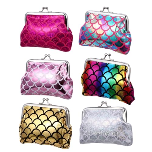BESPORTBLE 6 Stück wasserdichte Münztaschen im Fischschuppen Design Stylische Geldaufbewahrung für Bankkarten Schlüssel Kleingeld Tragbar Elegant für Unterwegs von BESPORTBLE