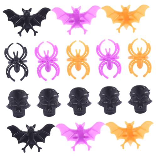 BESPORTBLE 60Stücke Halloween Plastik Ringe mit Fledermaus Spinne und Schädel Muster Partydekoration für Erwachsene Umweltfreundliche und Ungiftige Deko Ringe von BESPORTBLE