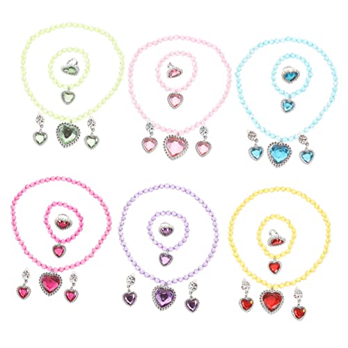BESPORTBLE 6Sätze Mädchen Schmuckset Teilig Ohrringe Ringe Armbänder für Kleine Mädchen Geeignet für Kostümpartys und Täglichen Gebrauch Bunten Farben von BESPORTBLE