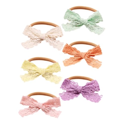 BESPORTBLE 6Stücke Stirnbänder Mit Schleife Nylon Elastische Haaraccessoires Für Neugeborene Farbenfrohe Spitzen Kopfbedeckung Süßer Haarschmuck Für Kleinkinder von BESPORTBLE