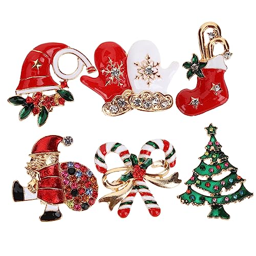 BESPORTBLE 6Stücke Teiliges Weihnachts Broschen Set mit und Rhinestone Anstecknadeln für Damenbekleidung für Weihnachten Neujahr und Besondere Anlässe von BESPORTBLE