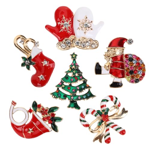 BESPORTBLE 6Stücke Teiliges Weihnachtsbroschen Set für Damen Strassnadeln mit Festlichen Motiven Elegantes Zubehör für Kleidung Geschenkidee für Weihnachten und Besondere Anlässe von BESPORTBLE