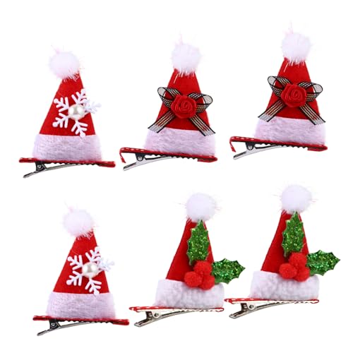 BESPORTBLE 6stücke Weihnachtsmütze Haarspangen Junge Mädchen Weihnachts Haarschmuck Haarspangen Haarnadeln Festive Party Accessoires Kopfbedeckung Für Mädchen von BESPORTBLE