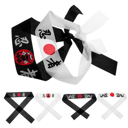 BESPORTBLE 6stücke Japanischer Ninja-kopfschutz Bushido-hachimaki-kopfschutz Karate-samurai-kopfschutz Japanisches Sushi-koch-kopftuch Zum Binden Kostüm-kopfschutz von BESPORTBLE