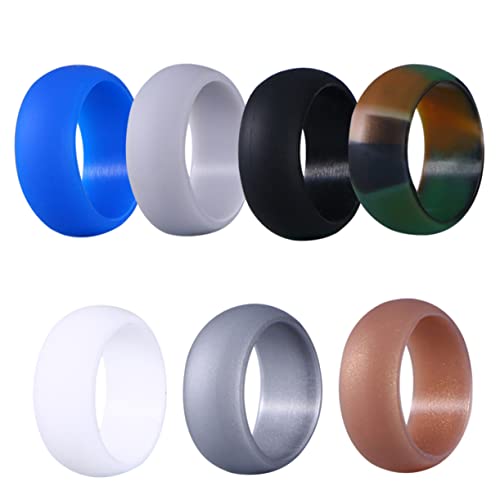 BESPORTBLE 7 Stück Teiliges Silikonring für Herren Hochwertige Eheringe Camouflage Silber Weiß für Hochzeit Verlobung für Empfindliche oder Geschwollene Finger von BESPORTBLE